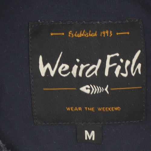 Weird Fish Mens Blue 1/4 Zip Mock Neck Pullover Sweatshirt Size M