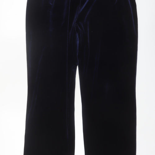 Lands' End Women's Blue Velvet Straight Trousers Size M