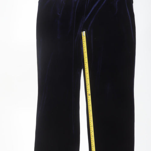 Lands' End Women's Blue Velvet Straight Trousers Size M