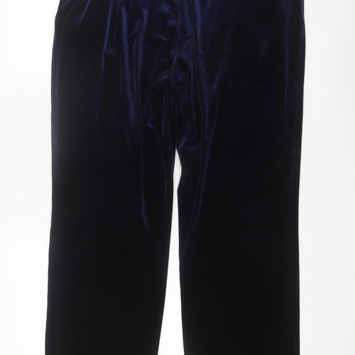 Lands' End Women's Blue Velvet Straight Trousers Size M
