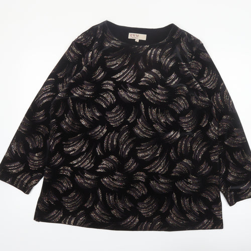 EWM Women's Black Velvet Glitter Tunic Blouse Size L