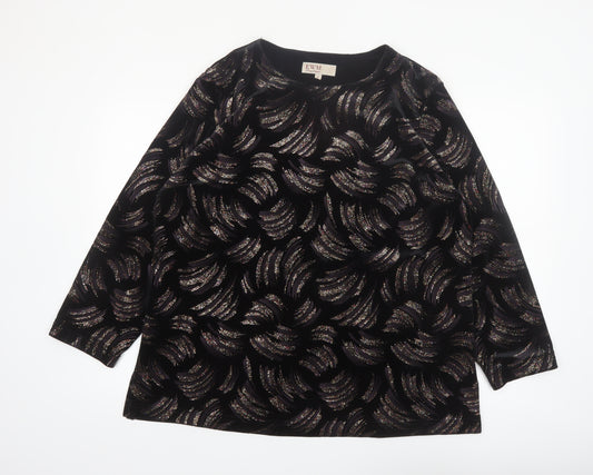 EWM Women's Black Velvet Glitter Tunic Blouse Size L