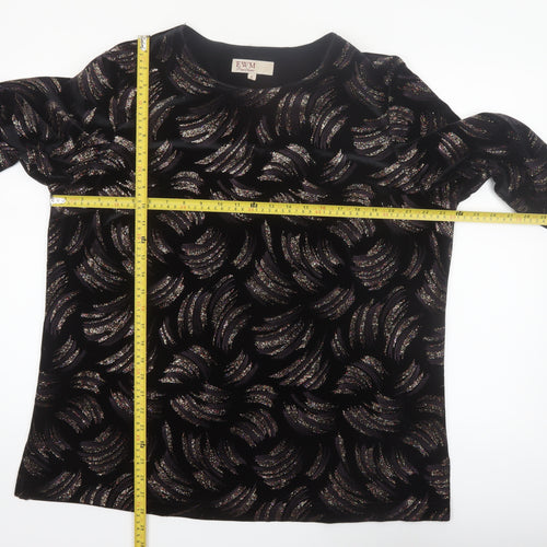 EWM Women's Black Velvet Glitter Tunic Blouse Size L