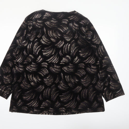 EWM Women's Black Velvet Glitter Tunic Blouse Size L