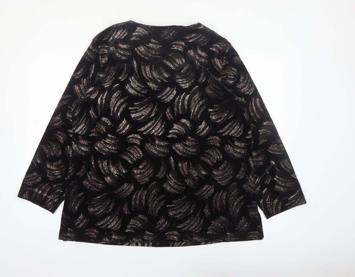 EWM Women's Black Velvet Glitter Tunic Blouse Size L