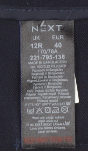 Next Womens Black Straight Leg Trousers Size 12 Regular