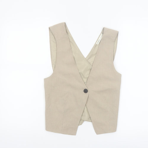 Pull&Bear Women’s Beige Cropped Sleeveless V-Neck Waistcoat M