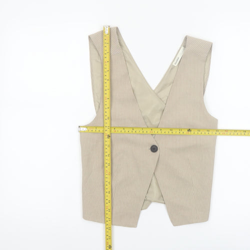 Pull&Bear Women’s Beige Cropped Sleeveless V-Neck Waistcoat M