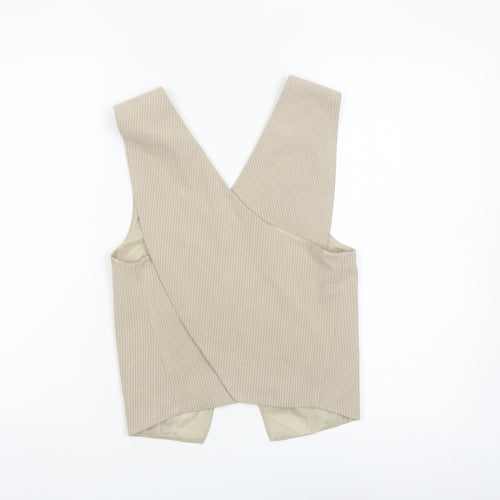 Pull&Bear Women’s Beige Cropped Sleeveless V-Neck Waistcoat M
