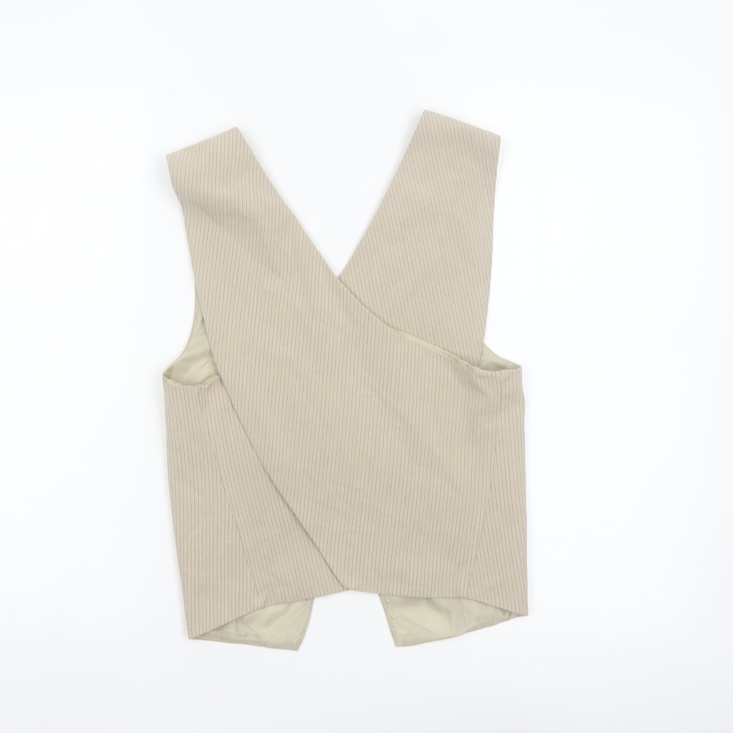 Pull&Bear Women’s Beige Cropped Sleeveless V-Neck Waistcoat M