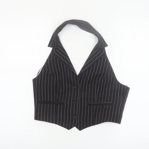 Urban Outfitters Women’s Black Pinstripe Halter Cropped Blouse L