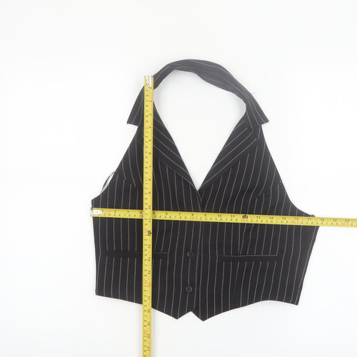Urban Outfitters Women’s Black Pinstripe Halter Cropped Blouse L