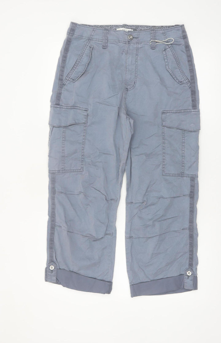 Marks and Spencer Womens Grey Cargo Trousers Size 12 Regular Lightweight
