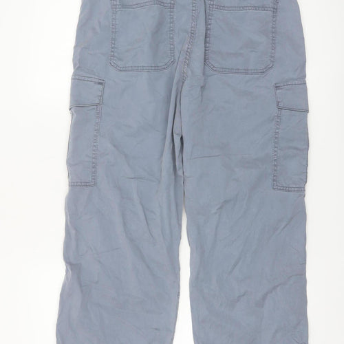 Marks and Spencer Womens Grey Cargo Trousers Size 12 Regular Lightweight