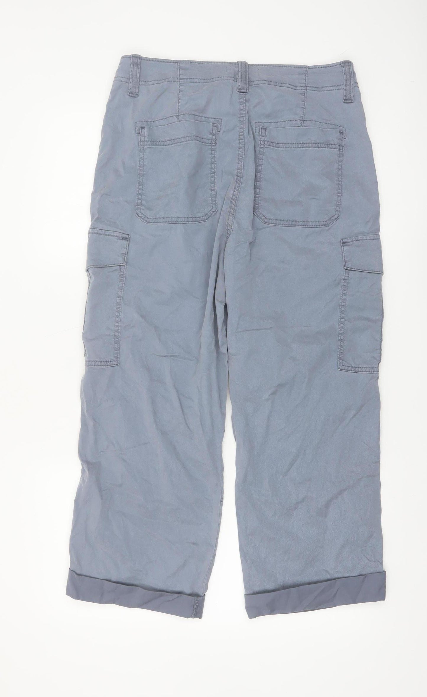 Marks and Spencer Womens Grey Cargo Trousers Size 12 Regular Lightweight
