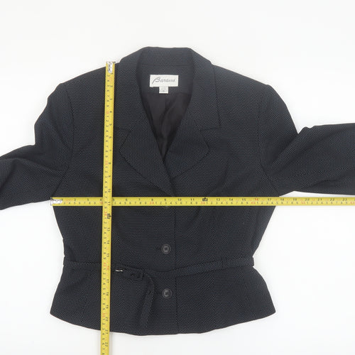 Barami Women's Black Size 10 Notch Lapel Belted Blazer Jacket