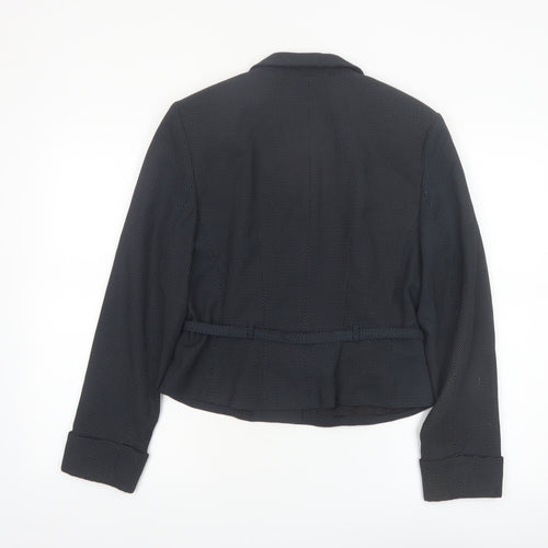 Barami Women's Black Size 10 Notch Lapel Belted Blazer Jacket