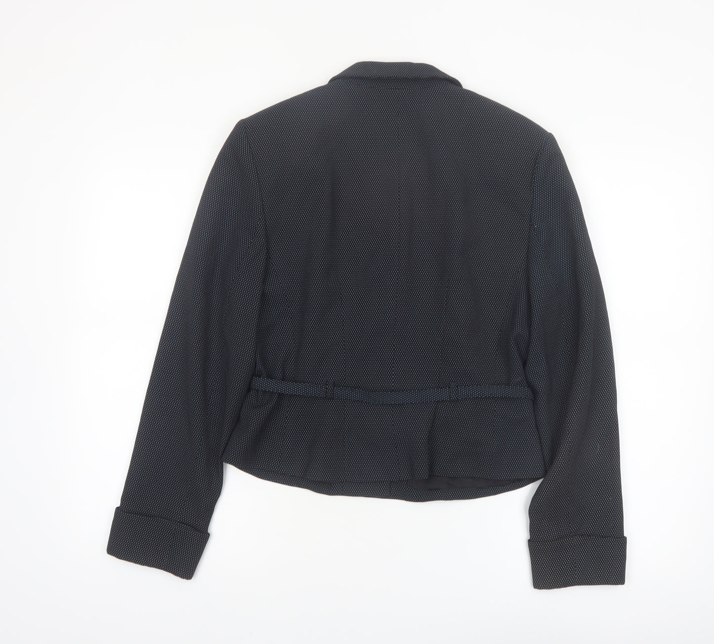 Barami Women's Black Size 10 Notch Lapel Belted Blazer Jacket