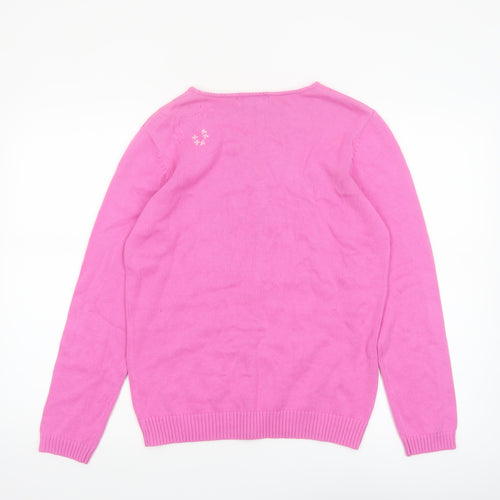 Tulchan Women Pink Embroidered Cotton Button Jacket M