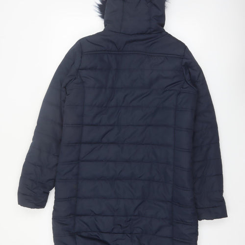 Regatta Women's Blue Long Puffer Coat Size 12 Hooded Winter Jacket