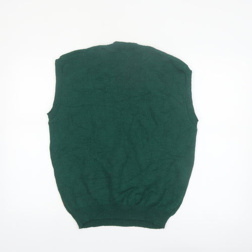 Steeve Men's Green Argyle Wool V-Neck Sleeveless Vest M