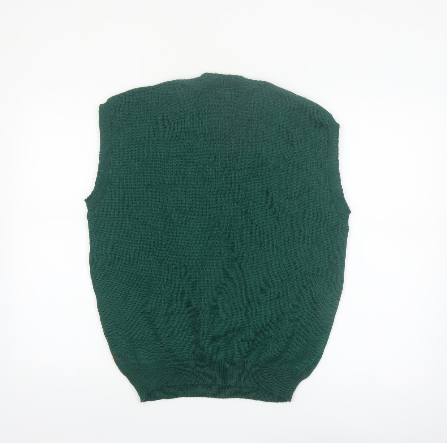 Steeve Men's Green Argyle Wool V-Neck Sleeveless Vest M
