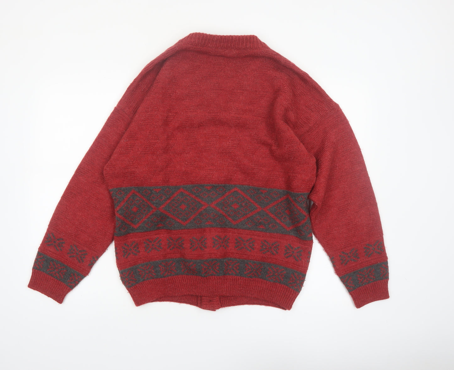 Luidiana Company Men's Red Wool Alpaca Cardigan M Fair Isle Knit