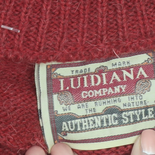 Luidiana Company Men's Red Wool Alpaca Cardigan M Fair Isle Knit
