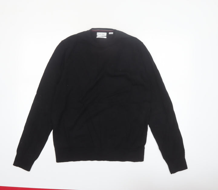 Calvin Klein Men’s Black Merino Wool Crew Neck Jumper Size L