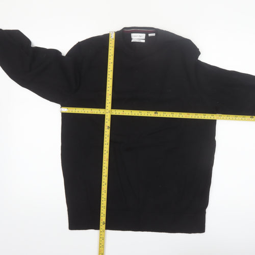 Calvin Klein Men’s Black Merino Wool Crew Neck Jumper Size L