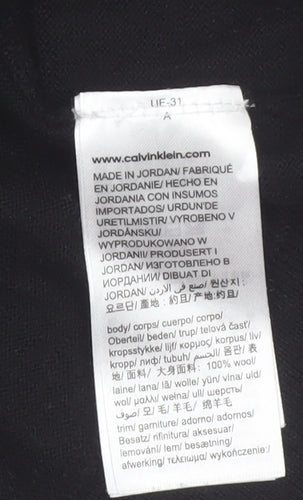 Calvin Klein Men’s Black Merino Wool Crew Neck Jumper Size L