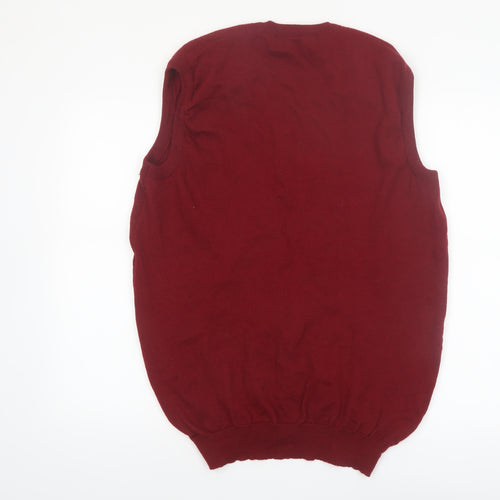 Companion Mens Red Wool V-Neck Sleeveless Vest Jumper L