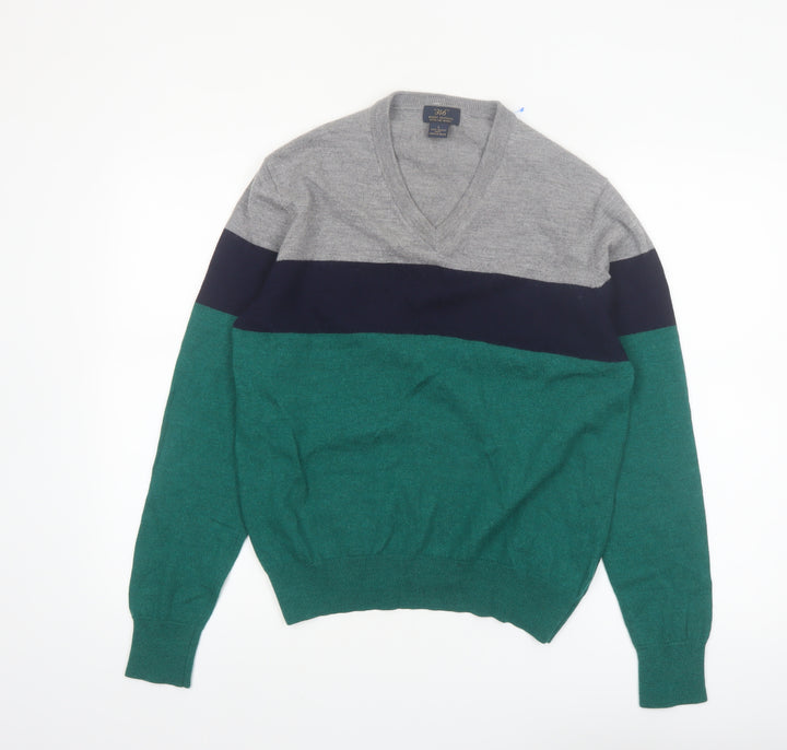 Brooks Brothers Men's Green Wool V-Neck Pullover Jumper Size L