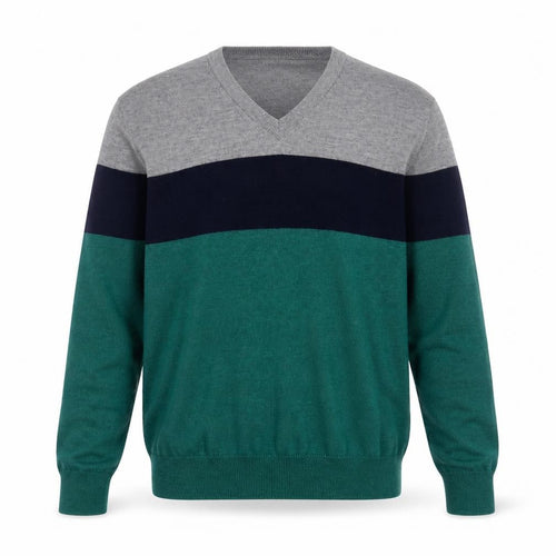 Brooks Brothers Men's Green Wool V-Neck Pullover Jumper Size L