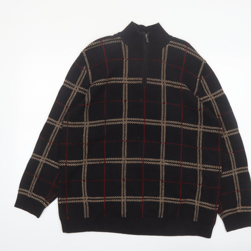 Ralph Lauren Men's Black Check Cotton 1/4 Zip Jumper XL