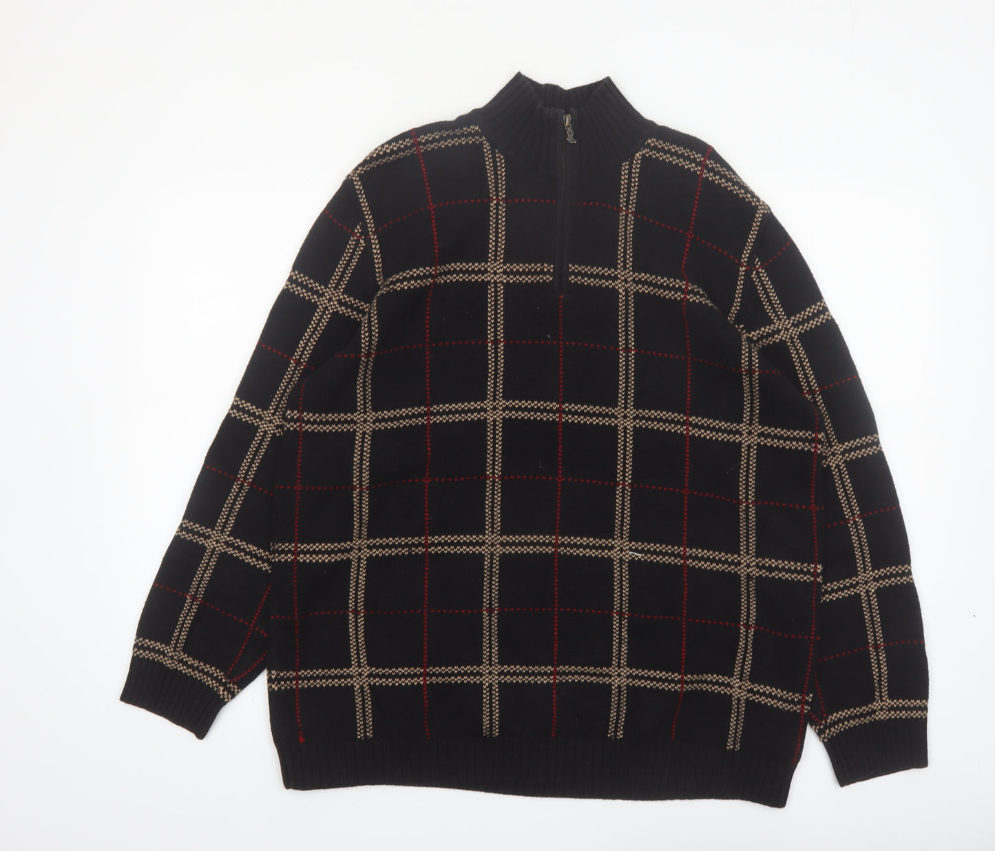 Ralph Lauren Men's Black Check Cotton 1/4 Zip Jumper XL