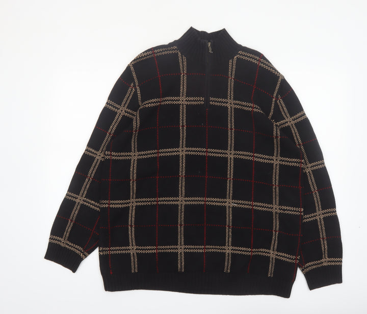 Ralph Lauren Men's Black Check Cotton 1/4 Zip Jumper XL