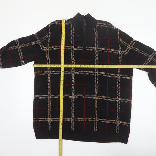 Ralph Lauren Men's Black Check Cotton 1/4 Zip Jumper XL