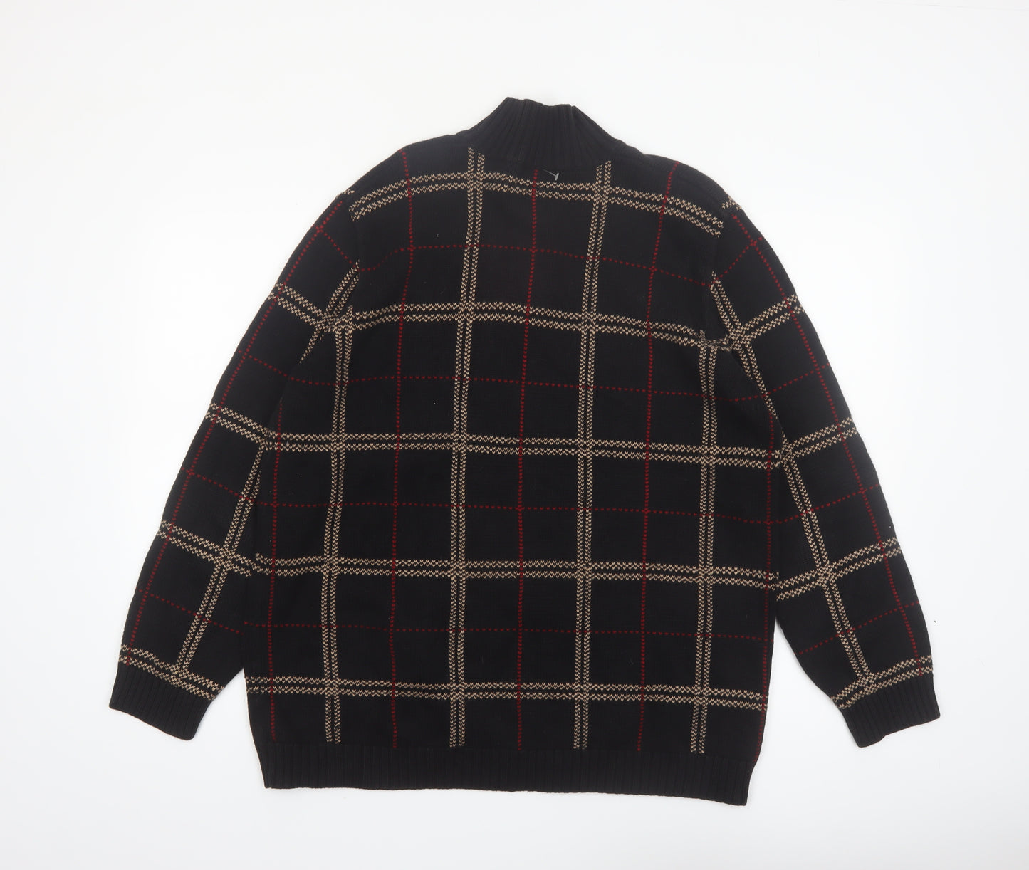 Ralph Lauren Men's Black Check Cotton 1/4 Zip Jumper XL