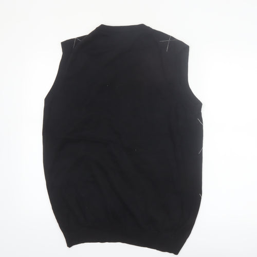 PING Mens Black Argyle Cotton Golf Vest M Sleeveless Classic Knit