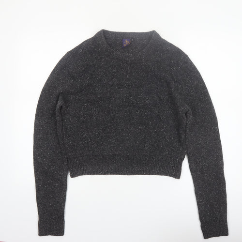 Beyond Retro Women's Grey Wool Blend Crew Neck Pullover Jumper Size S