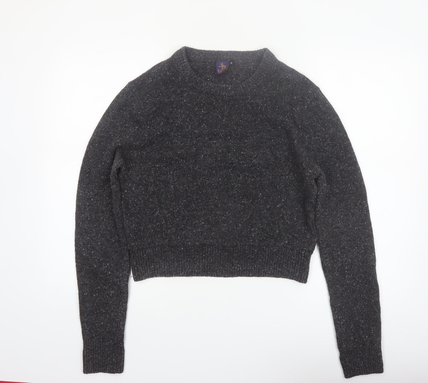 Beyond Retro Women's Grey Wool Blend Crew Neck Pullover Jumper Size S