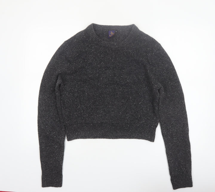 Beyond Retro Women's Grey Wool Blend Crew Neck Pullover Jumper Size S