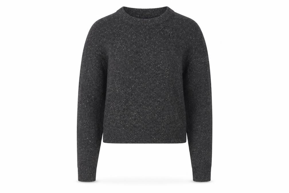 Front view of Vintage Women's Grey Wool Blend Crew Neck jumper, size S