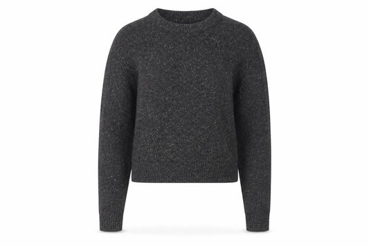 Front view of Vintage Women's Grey Wool Blend Crew Neck jumper, size S