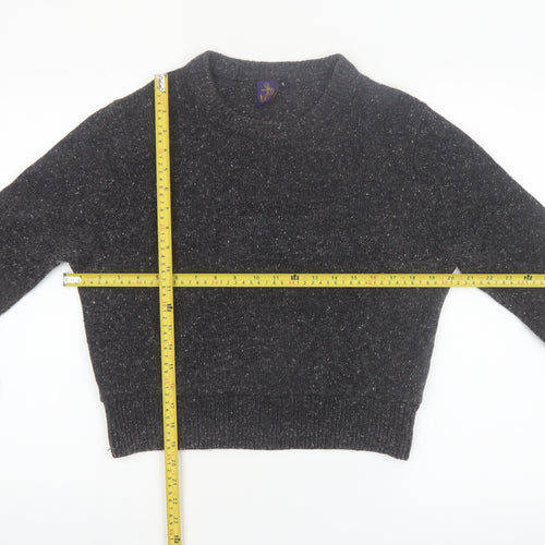 Beyond Retro Women's Grey Wool Blend Crew Neck Pullover Jumper Size S