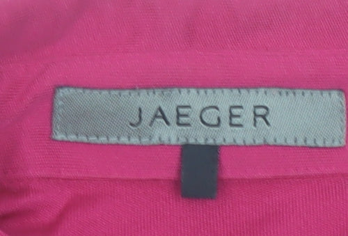 Jaeger Women's Pink Silk Button-Up Blouse Size M Long Sleeve Classic Fit