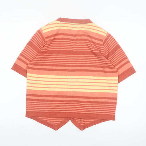 Christopher & Banks Women's Multicoloured Striped Cardigan M V-Neck Short Sleeve