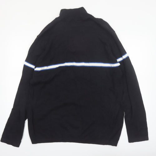 Nautica Mens Black XL 1/4 Zip Cotton Knit Jumper