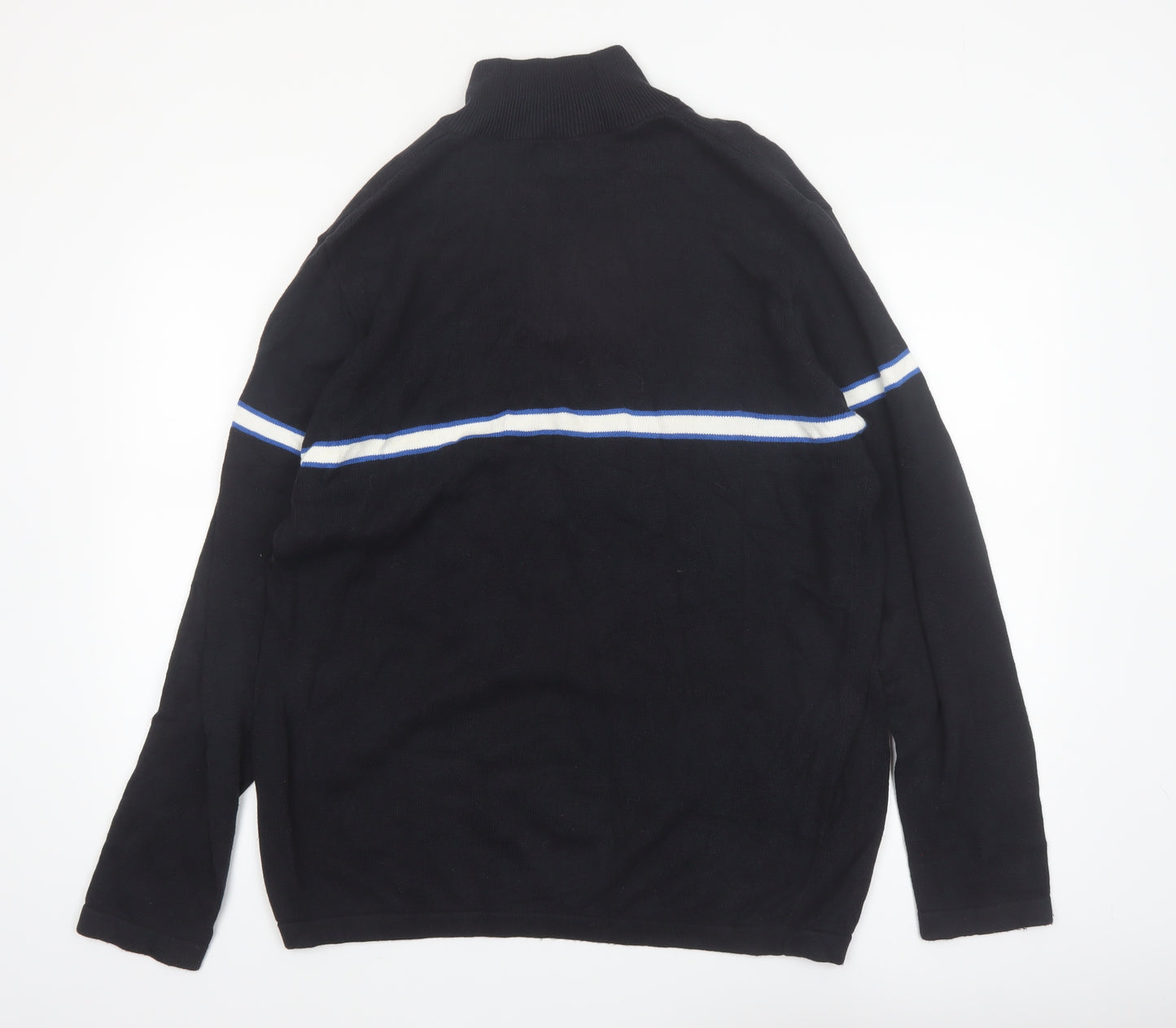 Nautica Mens Black XL 1/4 Zip Cotton Knit Jumper